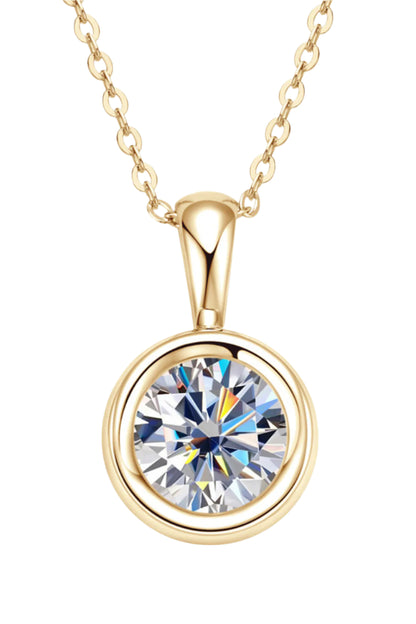 2 Carat Moissanite Sterling Silver Necklace gold