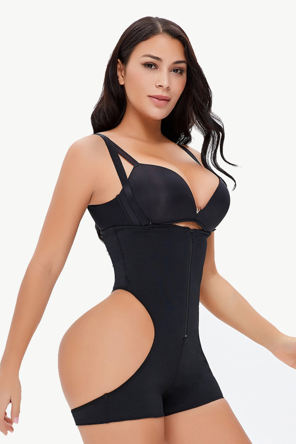 Black Full Size Cutout Under-Bust Shaping Bodysuit