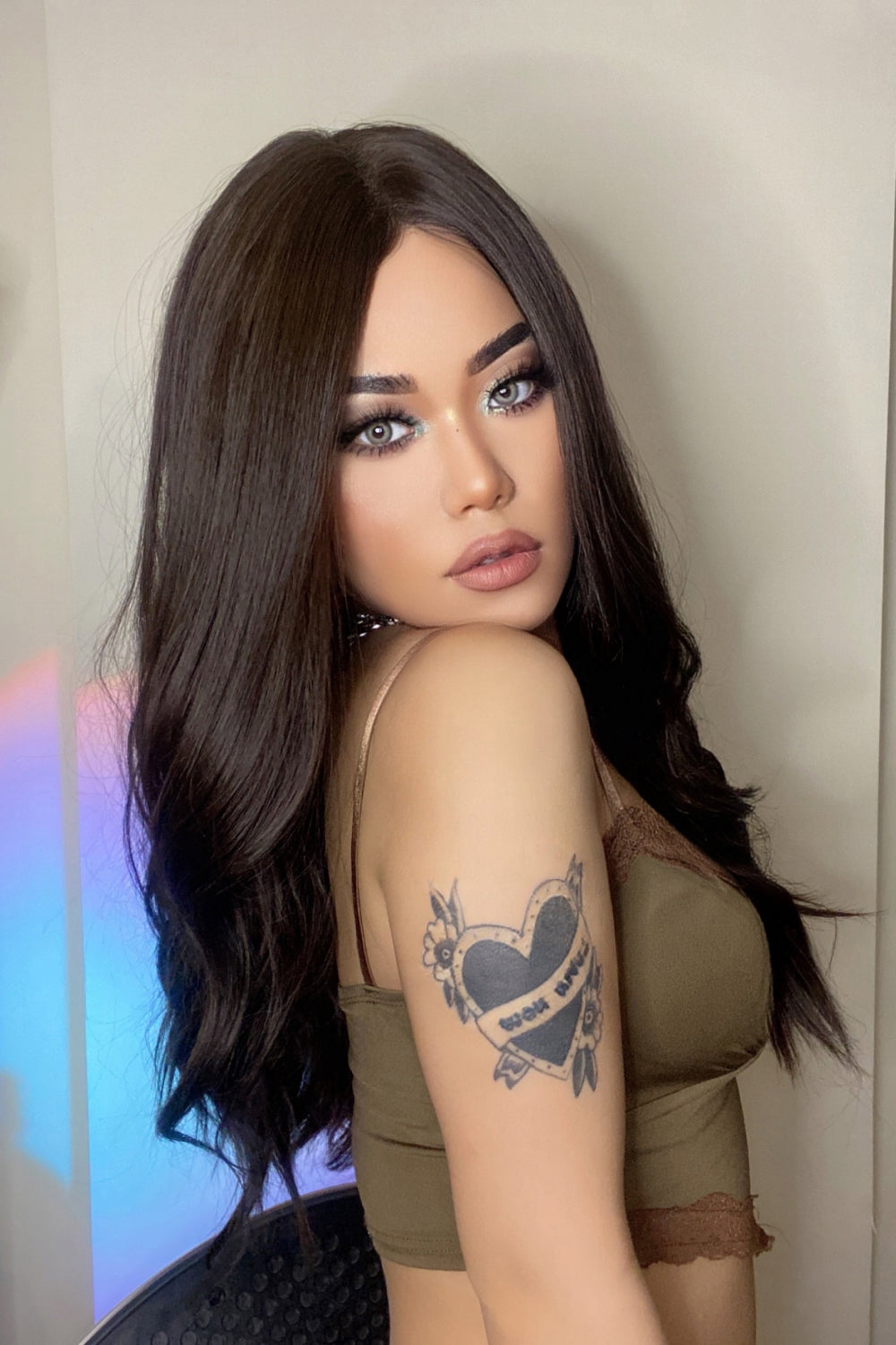 Dark Brown Long Wavy Wig 26"