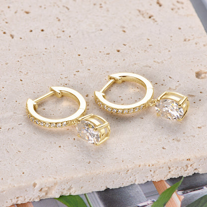 3 Carat Moissanite 18K-gold-plated earrings on display