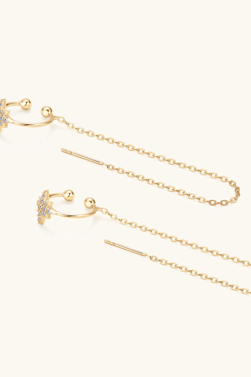 Moissanite 925 Sterling Silver Threader Earrings 18K Gold