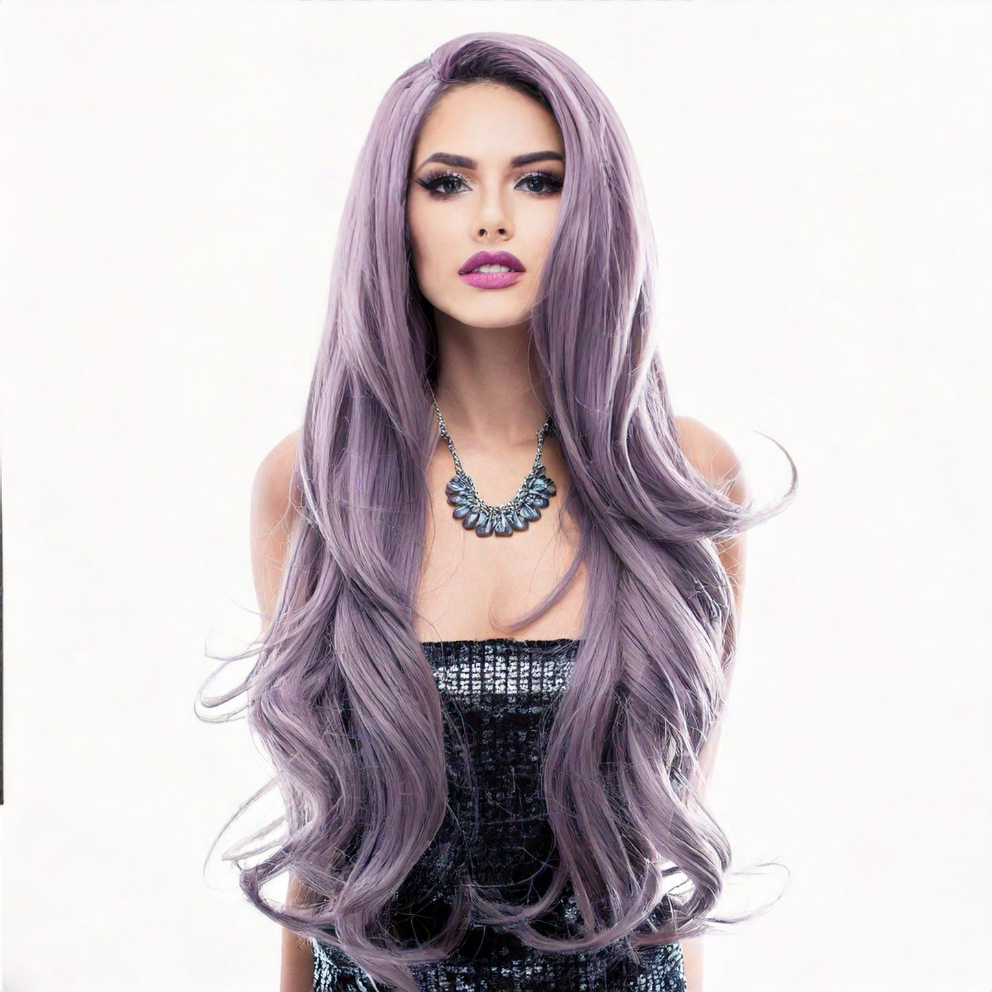 Purple Synthetic Long Wavy Wig 24"