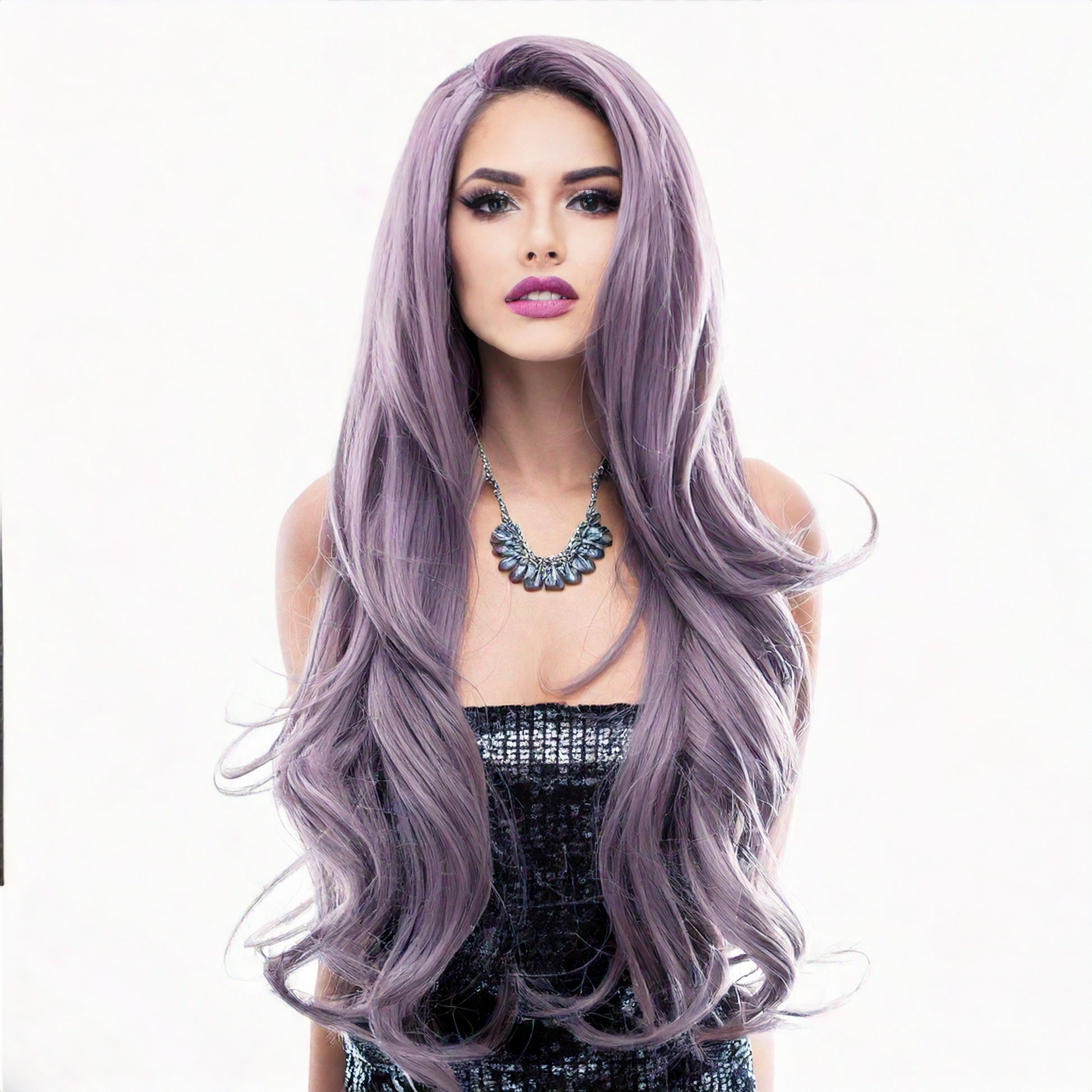 Purple Synthetic Long Wavy Wig 24"