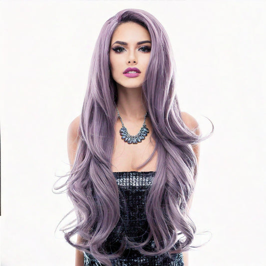 Purple Synthetic Long Wavy Wig 24"